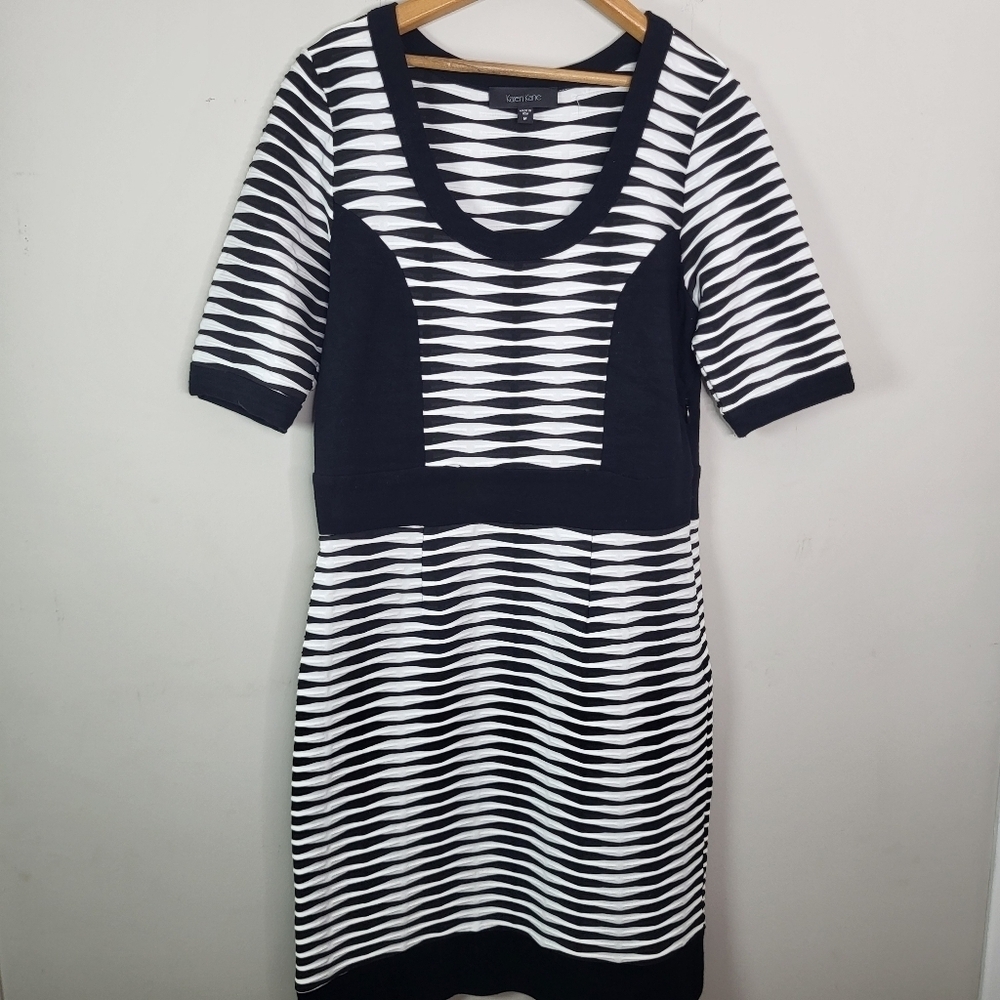 Karen Kane Black and White Patterned Midi Dress Sz MEDIUM